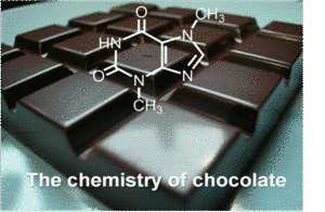 Photo d'une tablette de chocolat et d'une molécule
